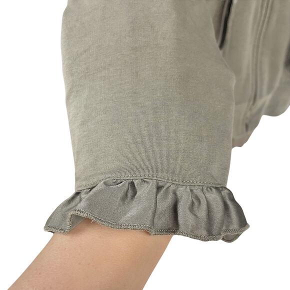 TRUE GRIT Full-Zip Ruffle Trim Hoodie in Dusty Olive Green Size M Forest Fairy - Picture 5 of 8